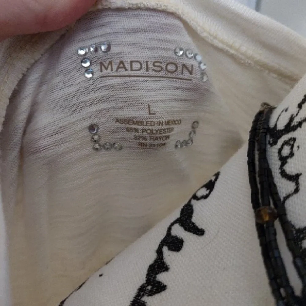 π2/$10ππβOR π«5/$25π«βΌοΈ Madison bronze gold Cream bronze rhinestone lace top - Picture 7 of 7